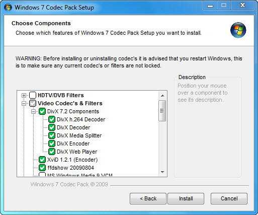 Click to view Windows 7 Codec Pack Installer 4.1.0 screenshot